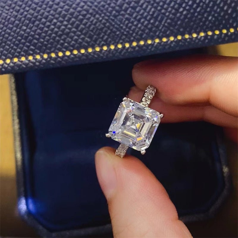 Asscher Cut Moissanite Ring for Women – Emerald-Style Solitaire Engagement Ring, 1 Carat 2 Carat 3 Carat 5 Carat, Sizes 9-20 – view 2
