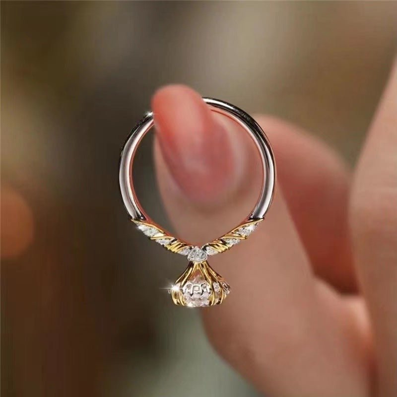 Moissanite Ring for Women, Two-Tone Floral Engagement Ring, 1 Carat Promise Ring – view 2