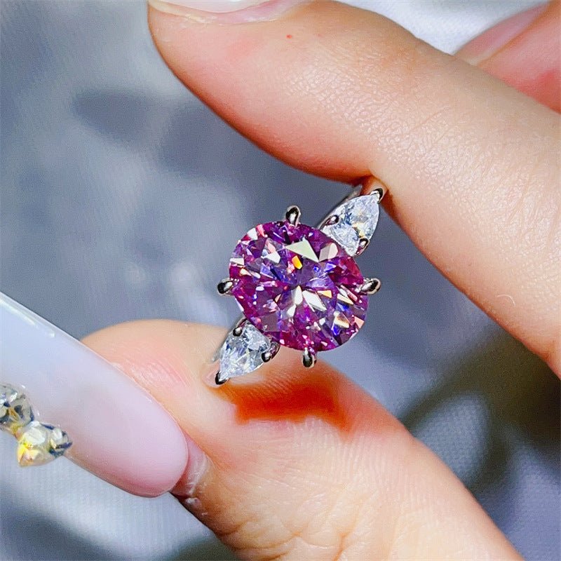 3 Carat Oval Moissanite Ring for Women with Pear Accent Stones – view 2