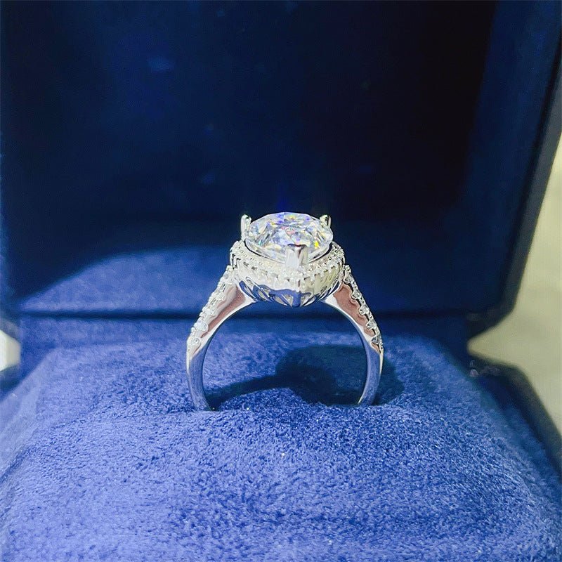5 Carat Pear Cut Moissanite Halo Ring for Women, Geometric Pavé Band Promise Gift Ring – view 2
