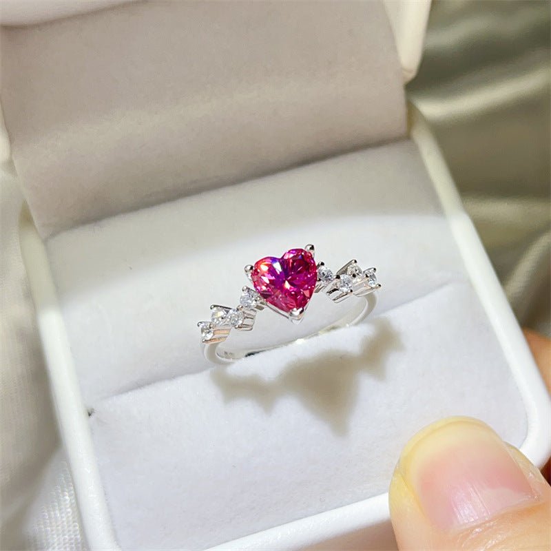 1 Carat Heart Cut Pink Moissanite Ring for Women, Romantic Promise Engagement Ring – view 2