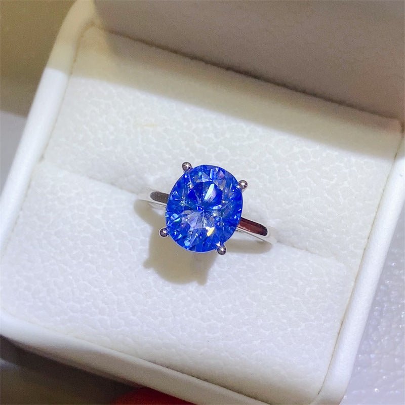 Blue Oval Moissanite Ring for Women, 1 Carat 2 Carat 3 Carat 5 Carat Engagement Style Ring – view 2