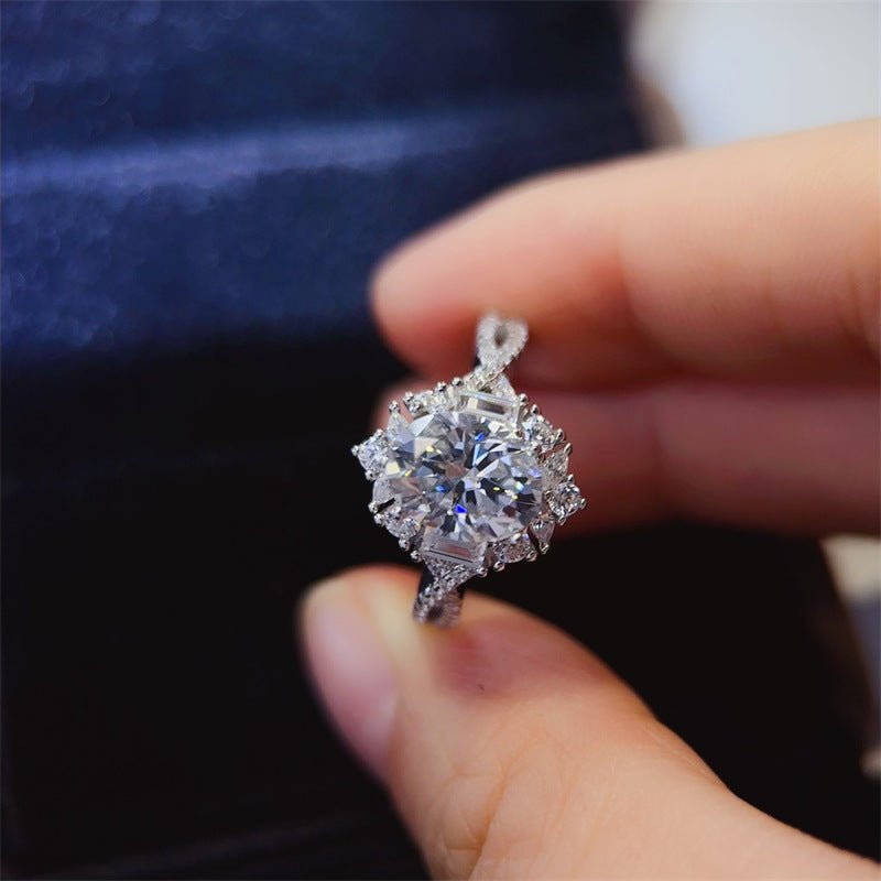 Oval Moissanite Halo Ring 2 Carat Engagement Ring for Women – view 2