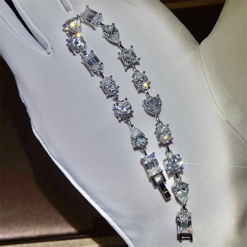 Moissanite Tennis Bracelet for Women, Mixed Shape Full Stone Bracelet 16cm 17cm 18cm – view 2