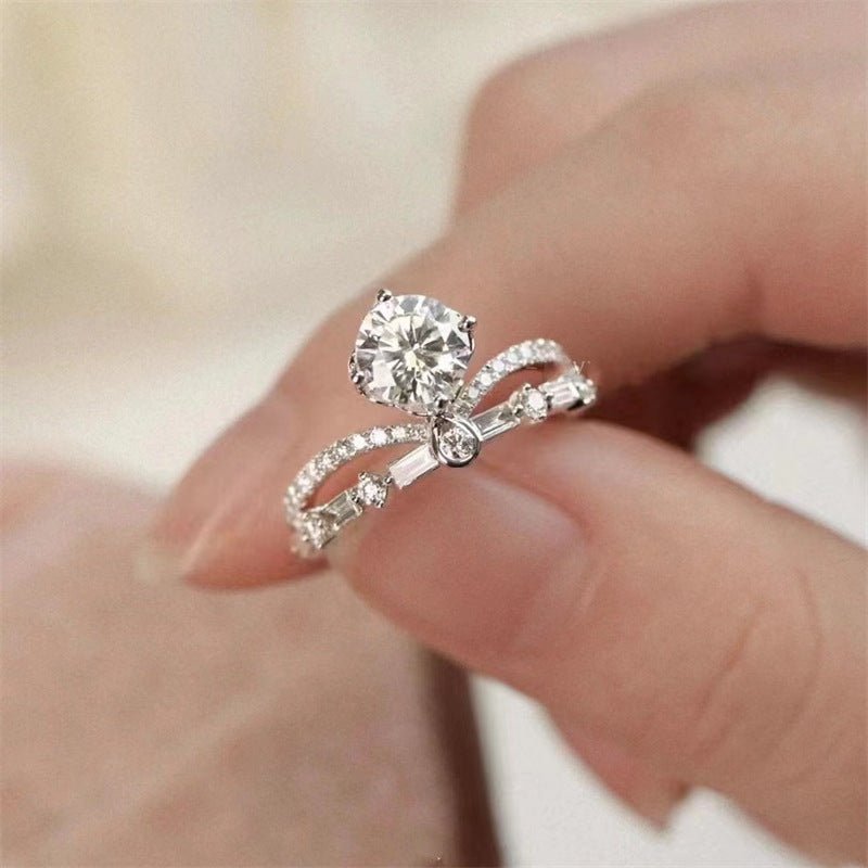 1 Carat Moissanite Crown Ring for Women, Tiara Style Wedding Ring, U-Shaped Engagement Ring – view 2