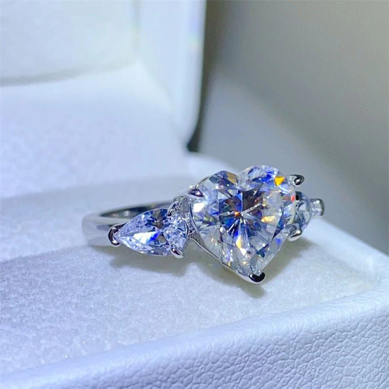Heart Cut Moissanite Ring for Women, D Color VVS1 Engagement Ring, 1 Carat 2 Carat 3 Carat Promise Ring – view 2
