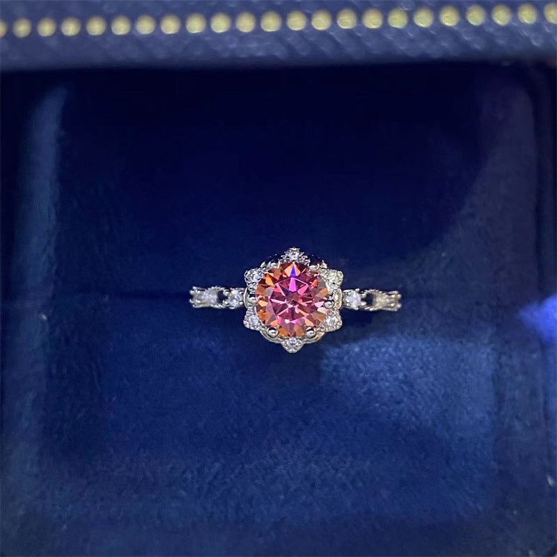 1 Carat Moissanite Ring for Women, Round Halo Promise Ring, Floral-Style Engagement Ring, Sizes 9-19 – view 2