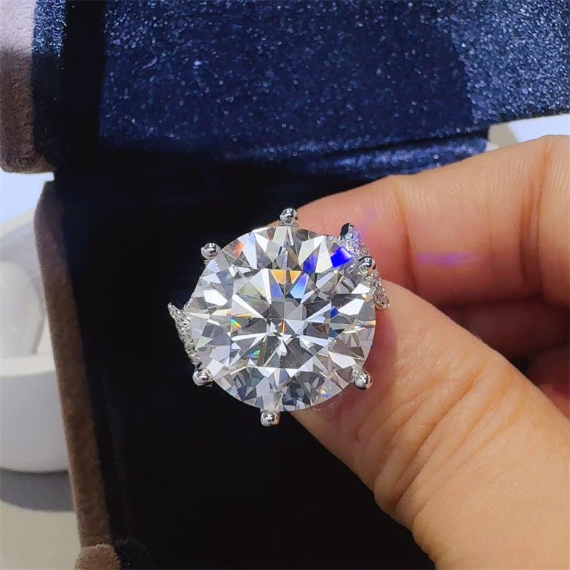 10 Carat Round Moissanite Ring for Women, Large Solitaire Engagement Ring, Fashion Wedding Ring – view 2