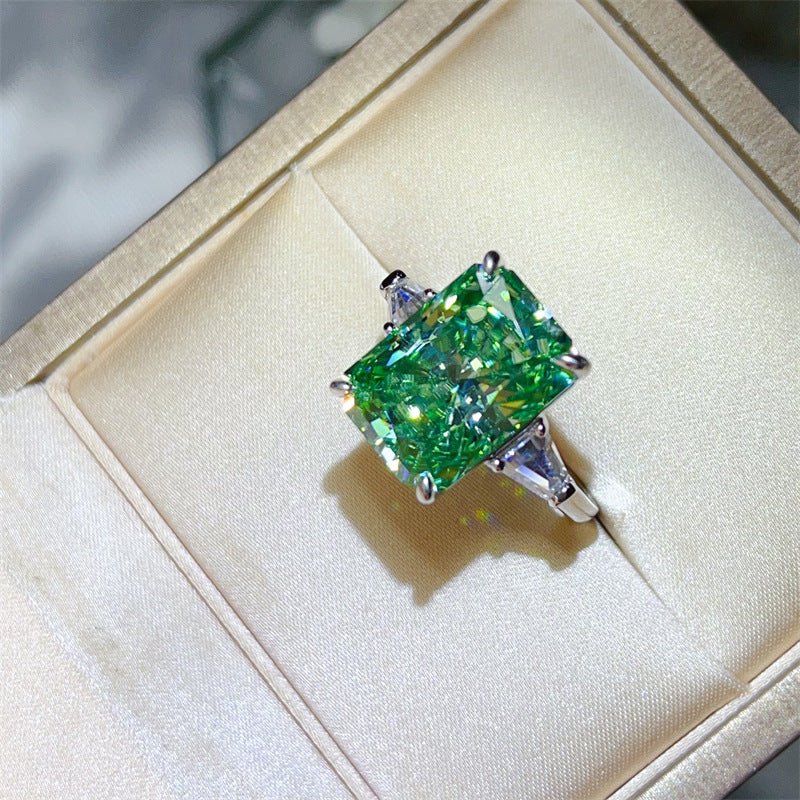 Mint Green Radiant Cut Moissanite Ring for Women, 5 Carat or 10 Carat Engagement Style Ring – view 2