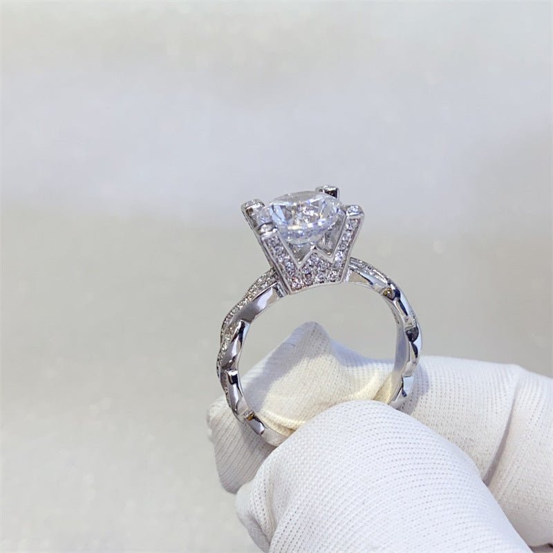 2 Carat VVS Moissanite Ring for Women, Round Solitaire Engagement Ring with Twisted Pavé-Style Band – view 2