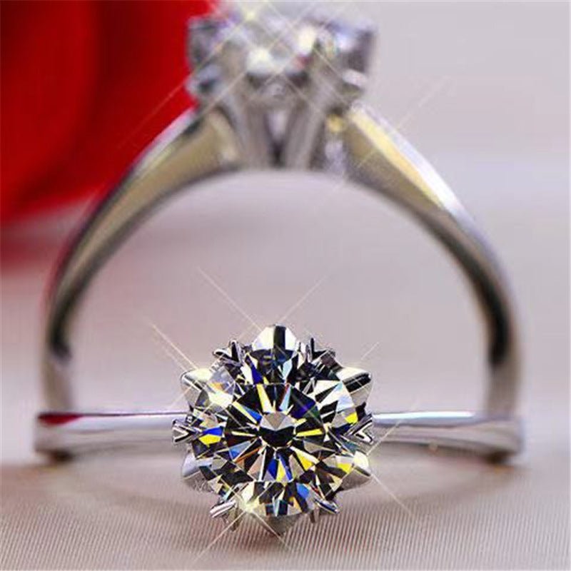 Moissanite Snowflake Flower Ring for Women, PT950 Engagement Ring, Promise Ring, Wedding Ring, Adjustable and Size Options – view 1