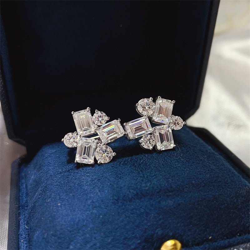 Moissanite Earrings, 8.2 Carat Cluster Ear Cuff Style Stud Earrings for Women – view 2