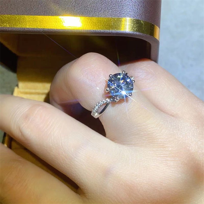 Gray Moissanite Ring for Women, Six-Prong U-Shape Style, 1/2/3 Carat Bridal Ring – view 2