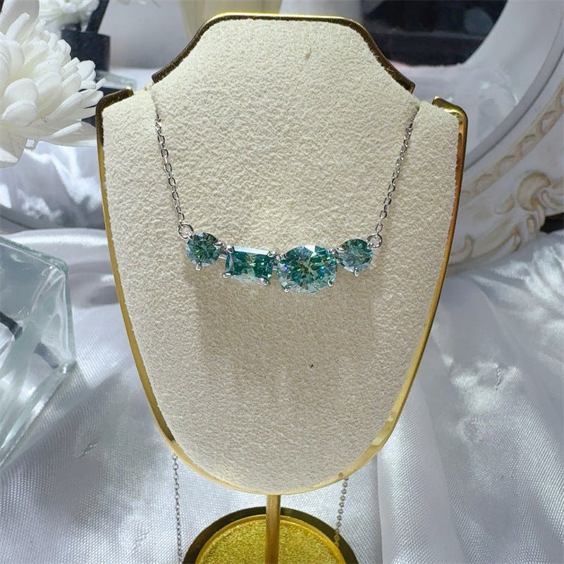4 Carat Moissanite Necklace in 925 Silver, U Shape Line Pendant Chain for Women – view 2
