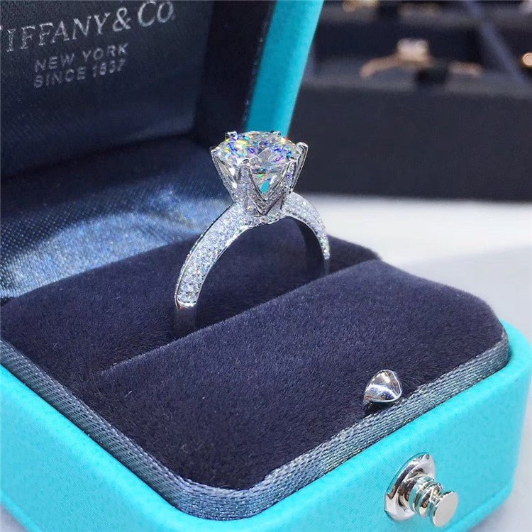 Moissanite Solitaire Ring, Pave Band Engagement Ring, Adjustable Open Style, 1ct-3ct Options – view 2