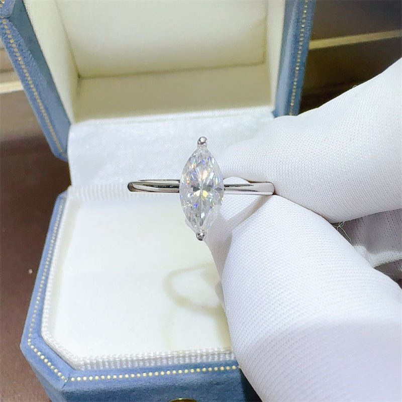 Marquise Cut Moissanite Ring for Women - Purple or White Solitaire Ring, Sizes 9-20 – view 2