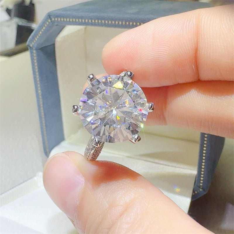 5 Carat Moissanite Ring for Women, D Color Solitaire Engagement Ring with Pave Band – view 2