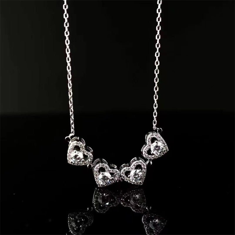 Four Leaf Clover Moissanite Pendant Necklace for Women - Round Stone Collarbone Chain Gift Jewelry – view 2
