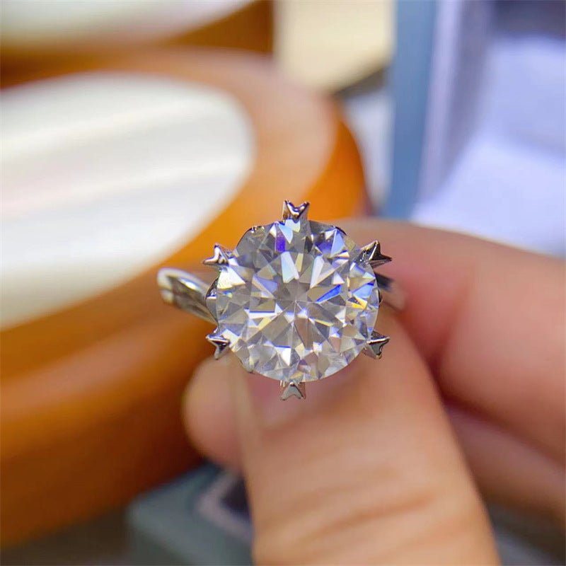 5 Carat Moissanite Ring, Twisted Band Round Cut Geometric Star Setting, Size 9-19 – view 2