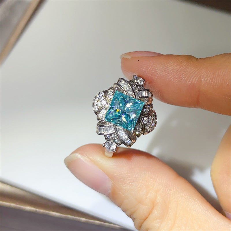 2 Carat Princess Cut Moissanite Ring for Women, VVS1 Statement Engagement Ring with White or Green Center Stone – view 2