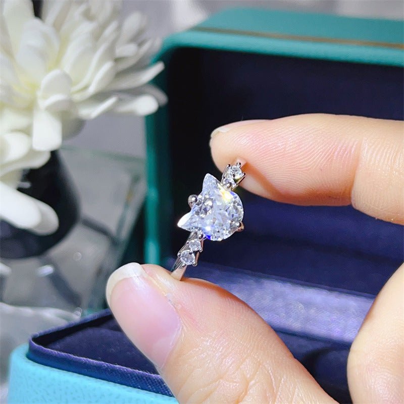Cat Head 2 Carat Moissanite Ring in S925, Geometric Four-Prong Promise Engagement Ring for Women – view 2