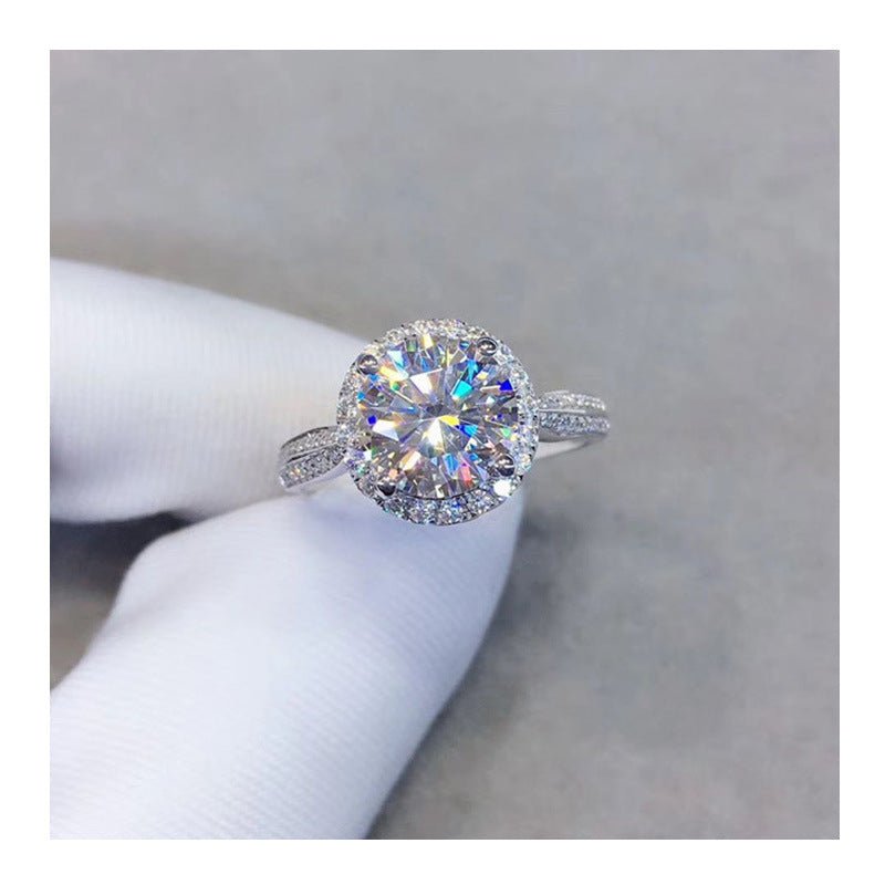 1 Carat Round Moissanite Halo Ring for Women, Adjustable Open Band – view 2