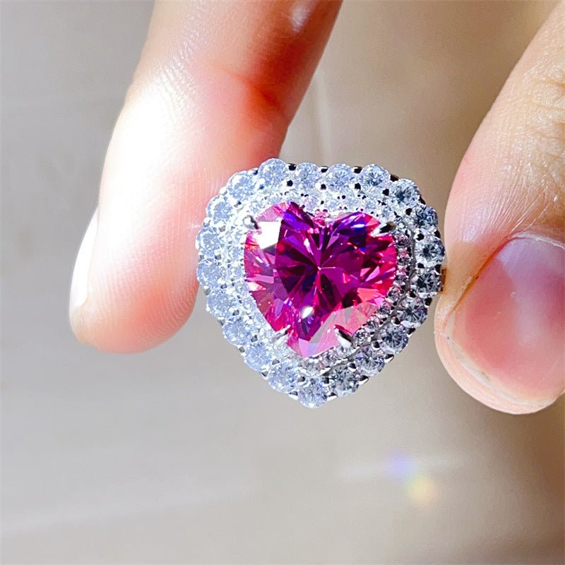 Pink Heart 5 Carat Moissanite Halo Ring for Women – view 2