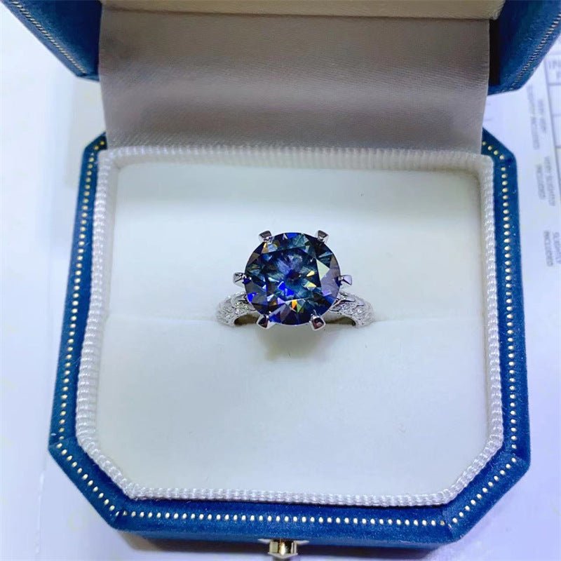 5 Carat Gray Moissanite Ring for Women, Geometric U-Shape Solitaire Engagement Ring – view 2
