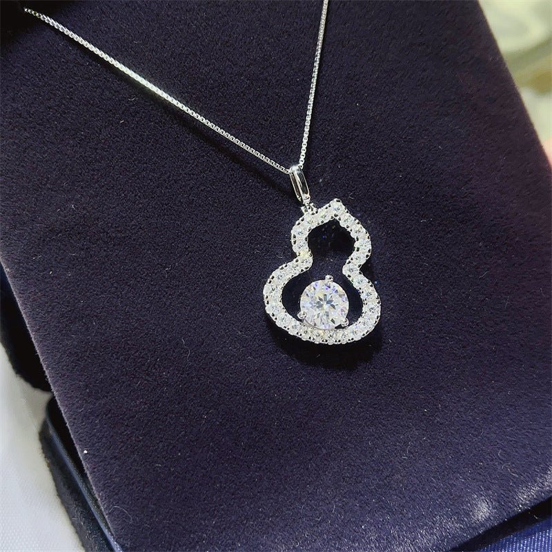 925 Silver Moissanite Gourd Pendant Necklace for Women – view 2