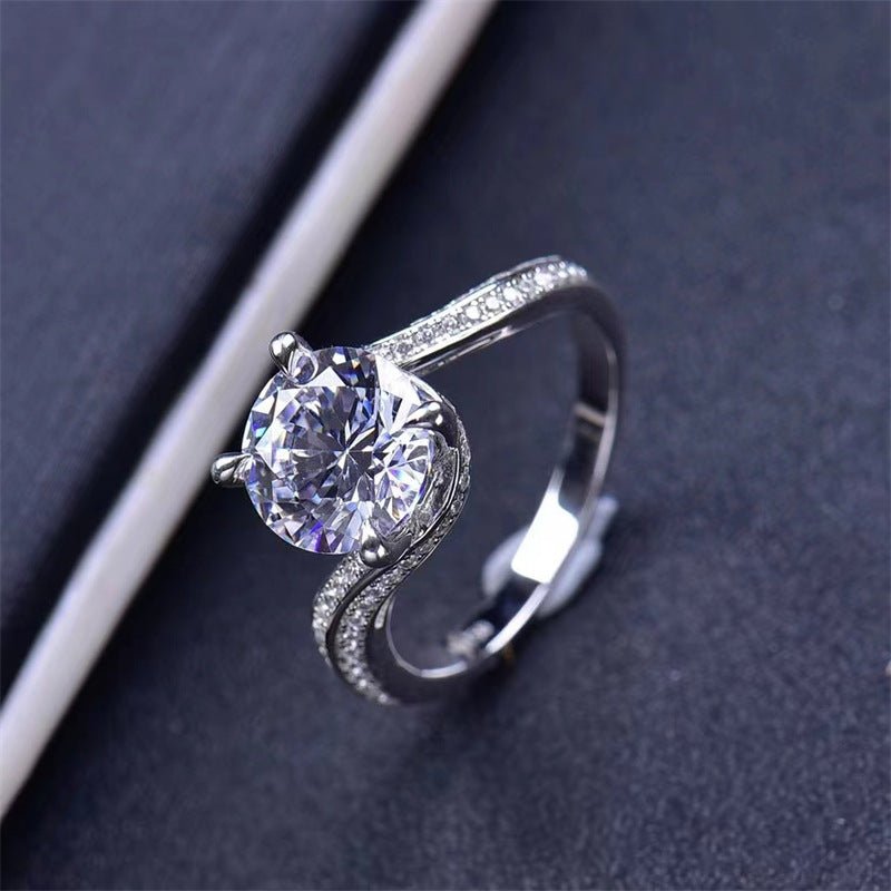 3 Carat Moissanite Ring for Women, Twisted Band Solitaire Style, Floral-Inspired Ring – view 2