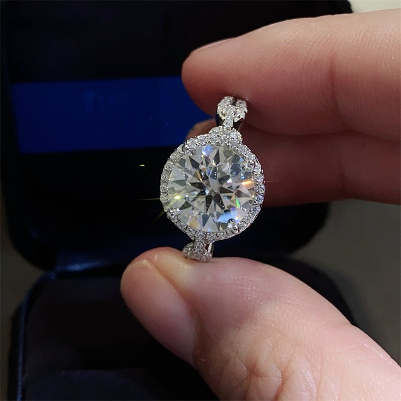 Moissanite Halo Ring for Women, Round Center Engagement Ring, 2CT/3CT, Sizes 8-20 – view 2