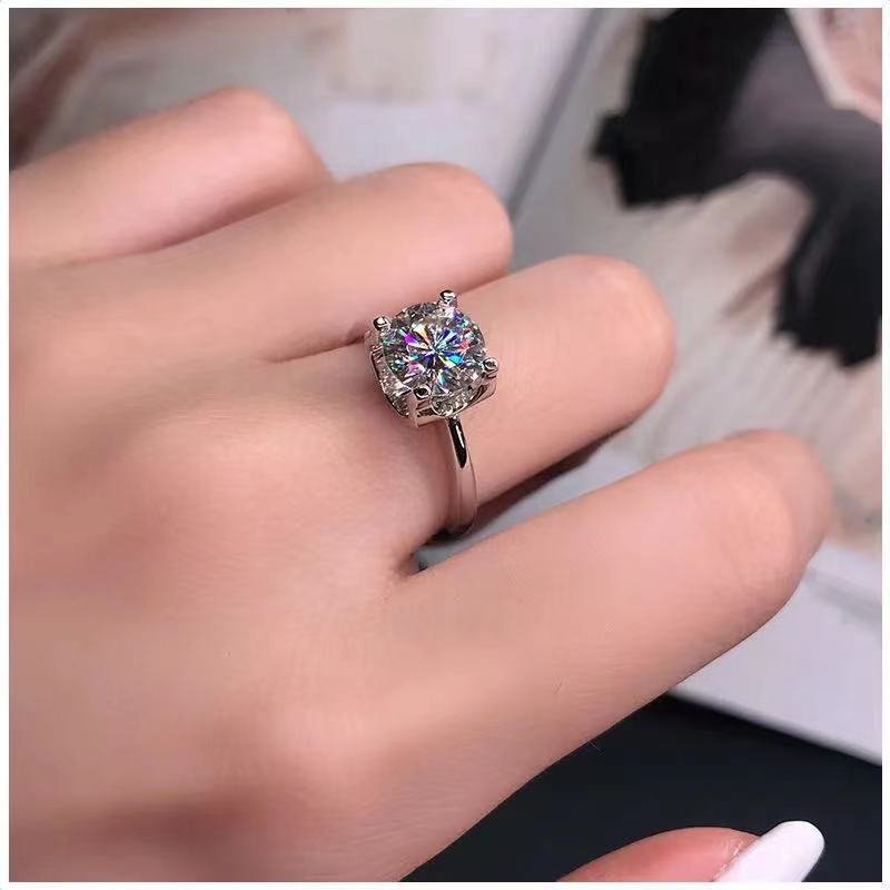 Moissanite Solitaire Ring Polished Four-Prong Statement Engagement Style Ring – view 2