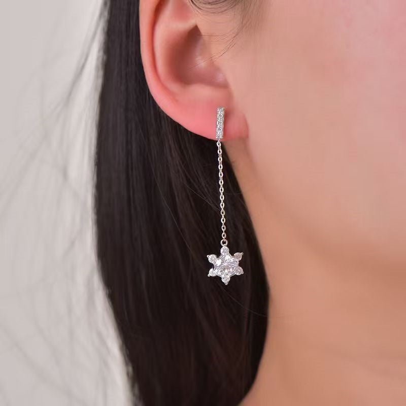 Moissanite Snowflake Drop Earrings – image 2