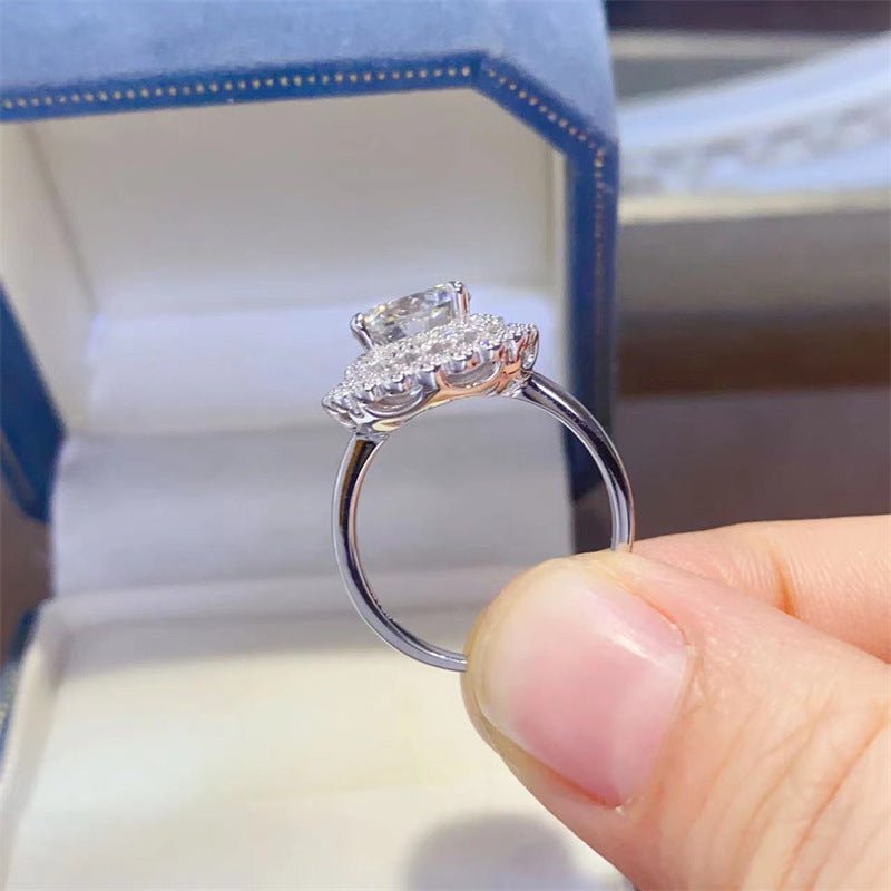 2 Carat Moissanite Halo Ring for Women, Round Engagement Ring, Promise Ring, Sizes 9-20 – view 2