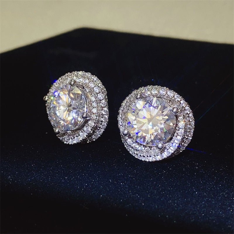 6 Carat Round Moissanite Halo Stud Earrings – image 2