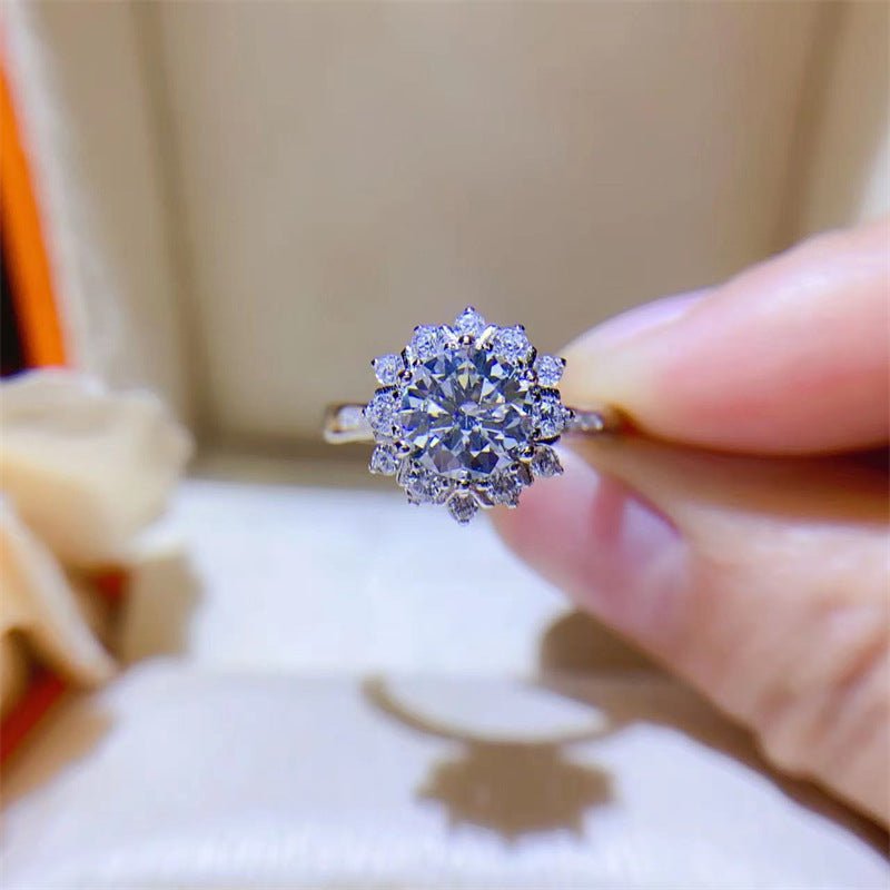 VVS1 Moissanite Floral Halo Ring for Women | Engagement & Promise Ring – view 2