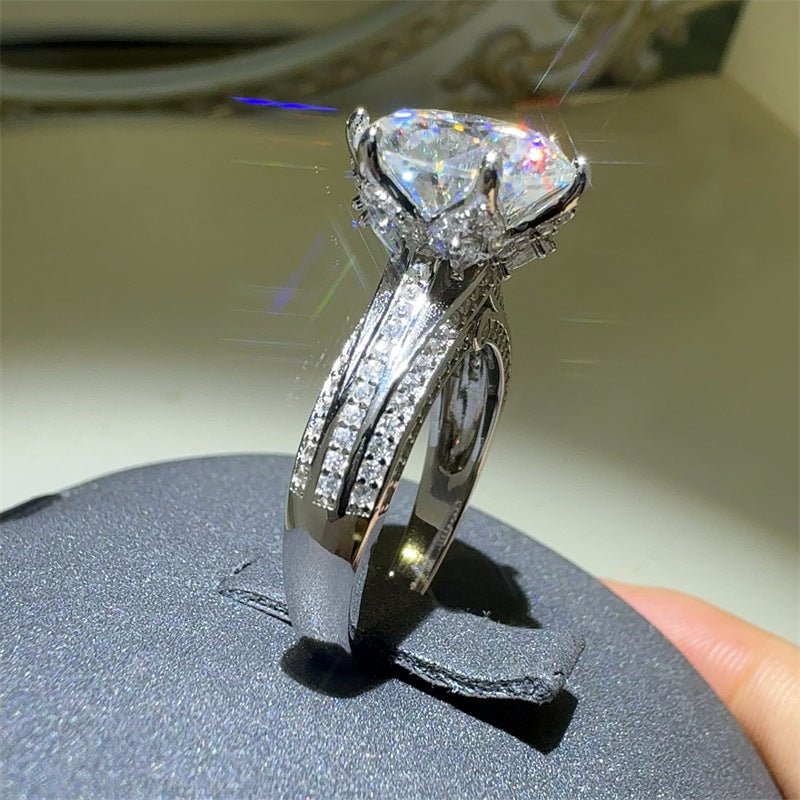 5 Carat Moissanite Ring for Women, Halo Style Split Shank Engagement Ring – view 2