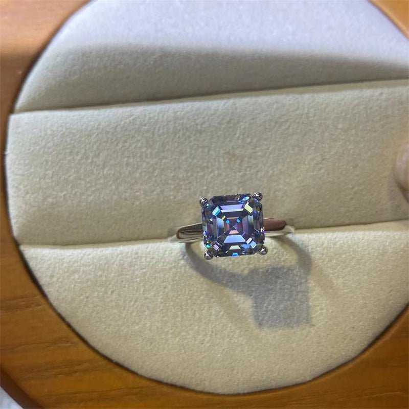 Colorful Moissanite Ring for Women, Square Cut Iridescent Ring – view 2