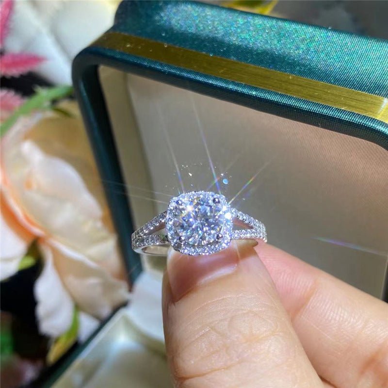 Moissanite Halo Ring for Women, Floral-Inspired Adjustable Open Engagement Ring – view 2