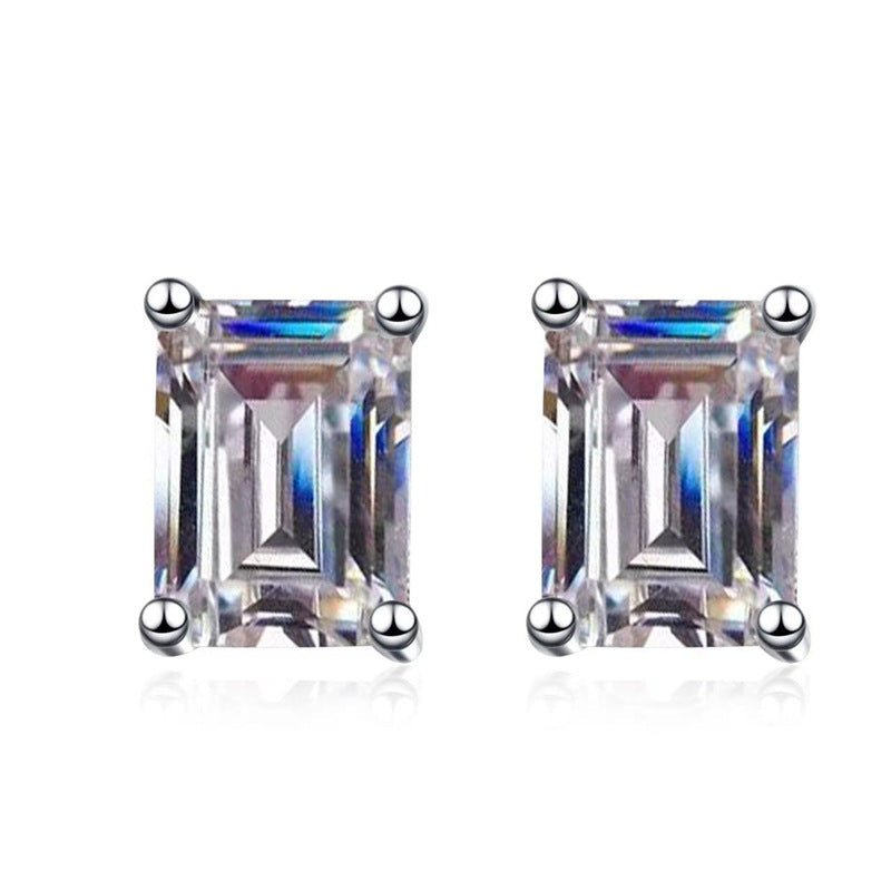 Moissanite Stud Earrings for Women and Men, Emerald Heart Princess Oval Cut Earrings, Classic Unisex Sparkle Studs – view 2