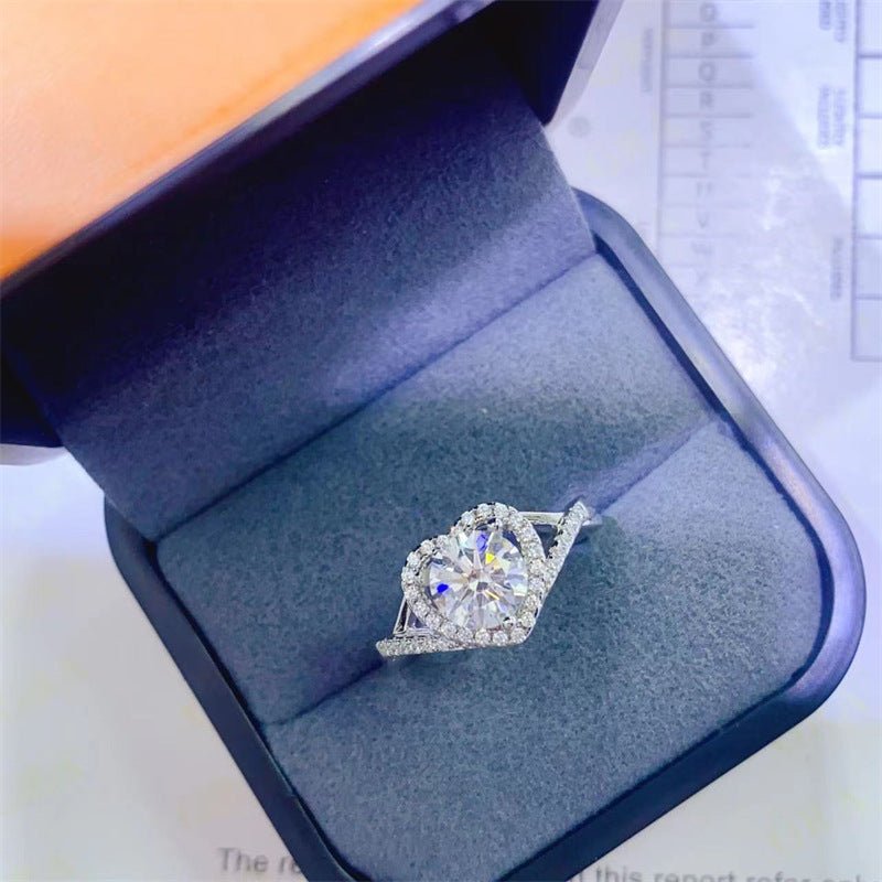Heart Shape Moissanite Ring with Twisted Pavé Band, VVS1 D Color Engagement Style Ring – view 2