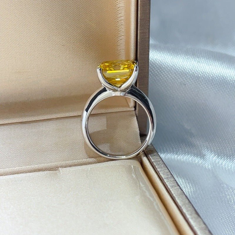 Yellow Asscher Cut Moissanite Ring for Women, Geometric Square Statement Engagement Ring – view 2