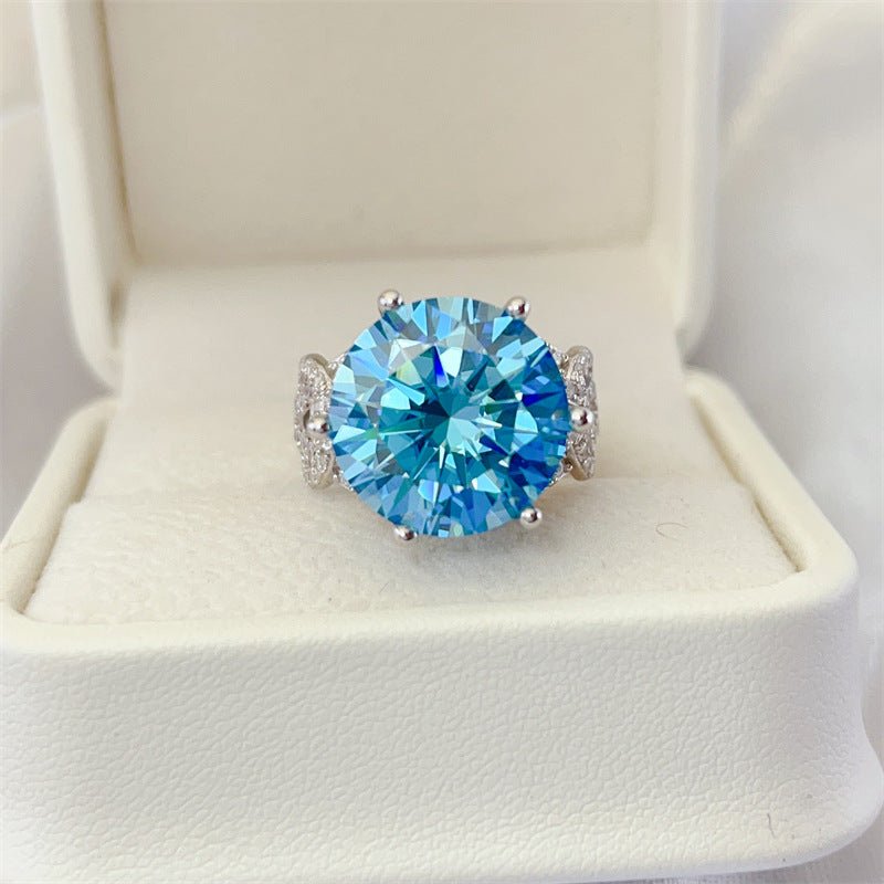 Blue Moissanite Ring for Women - 5 Carat or 10 Carat Split Shank Engagement Ring – view 2