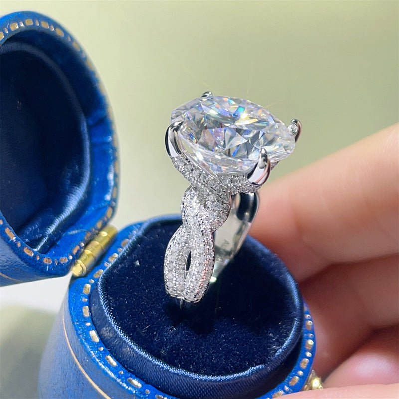 10 Carat Moissanite Halo Ring for Women, Geometric U-Shaped Statement Engagement Ring – view 2