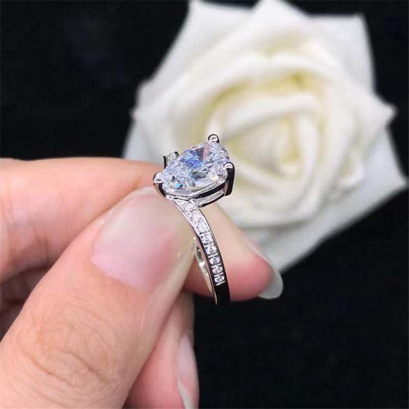 1 Carat Pear Cut Moissanite Ring, Adjustable Promise Engagement Ring for Women – view 2