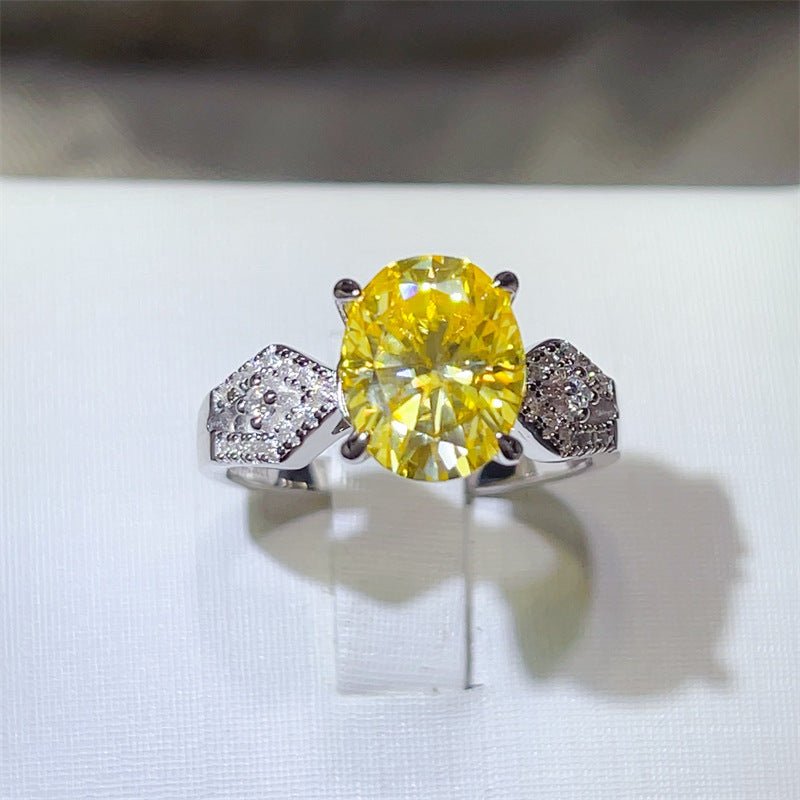 3 Carat Oval Moissanite Ring with Geometric Side Accents for Women – view 2