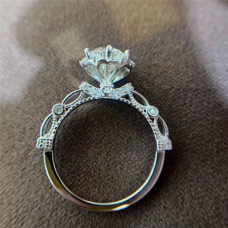PT950 Platinum Floral Moissanite Halo Ring for Women – view 2