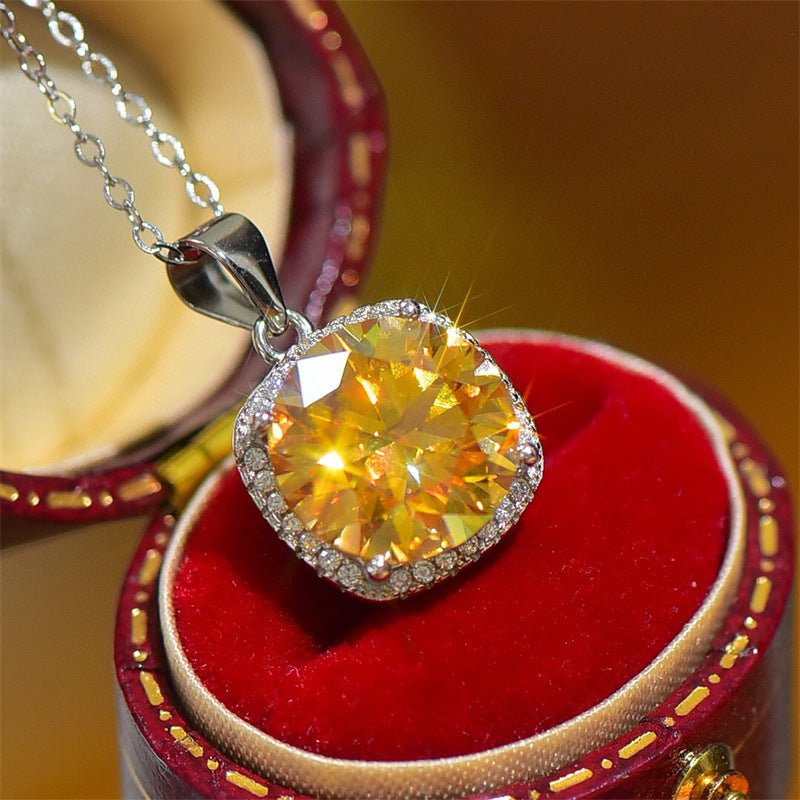 Moissanite Cushion Pendant Necklace, Halo Chain Necklace Gift – view 2