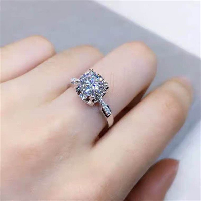 Moissanite Engagement Ring for Women, Round Solitaire Ring, 0.5ct-3ct – view 2