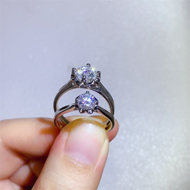 Moissanite Open Ring for Women, Double Round Stone Wrap Ring, Promise Engagement Style Ring – view 2